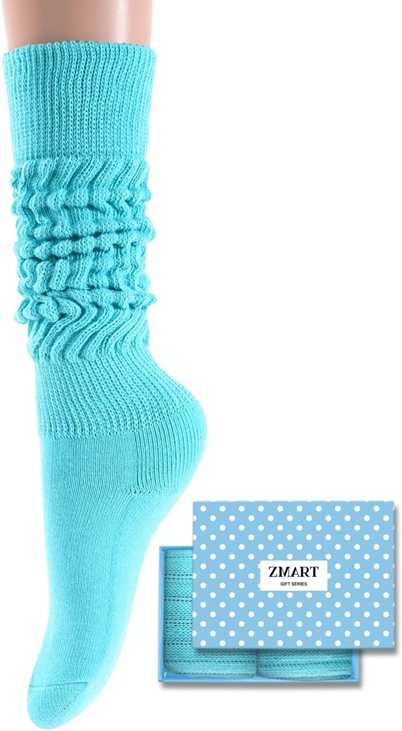 Zmart Women Slouch Socks - Cozy Scrunch Socks, 80s Style in White, Black, Orange & Cream - Image 1